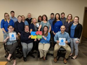 ATRIA 340B Team members wearing blue for Autism Awareness